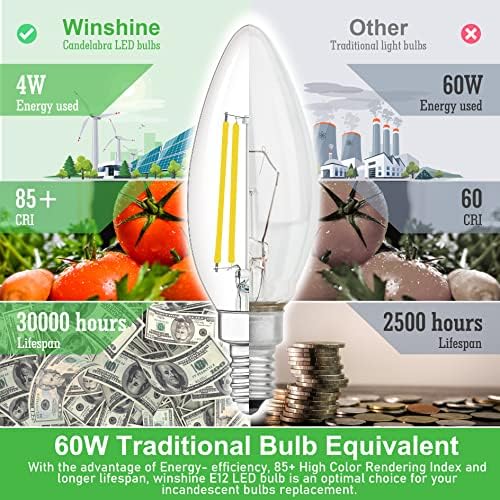 10 Pack Dimmable E12 LED Candelabra Bulbs 4W 4000K Natural Daylight