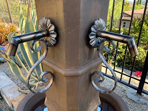 Rustic Water Fountain Spout with Hammered Scroll Design