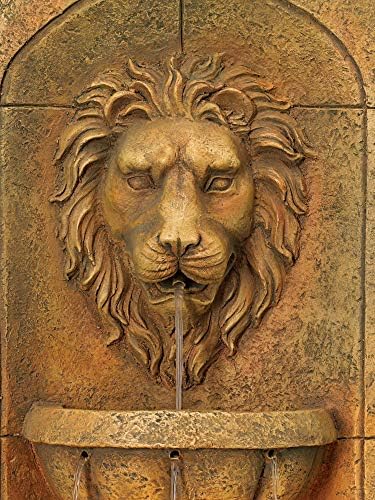 John Timberland Royal Lion Head Wall Fountain with LED Light