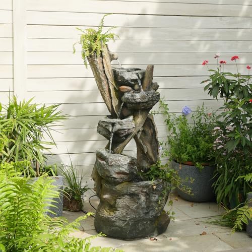 Takamota 437 Inch 5-Tier Cascading Waterfall Fountain with LED Light