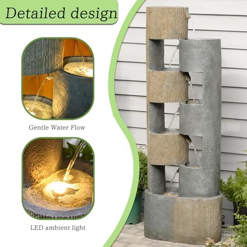 51 Inch Outdoor Water Fountain with LED Lights