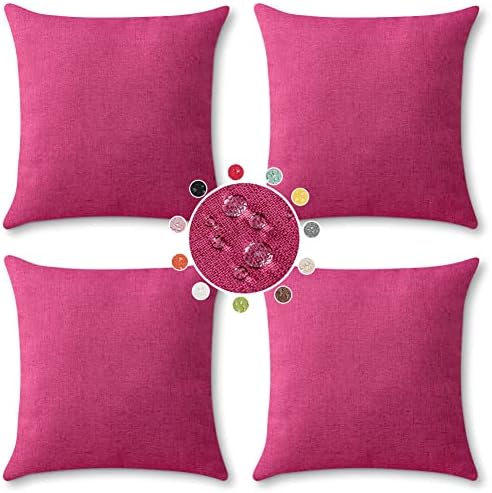 OTOSTAR 4-Pack Hot Pink Waterproof Pillow Covers 18x18 Inch