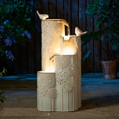 Glitzhome 3175 H Outdoor Water Fountain with LED Lights and Pump