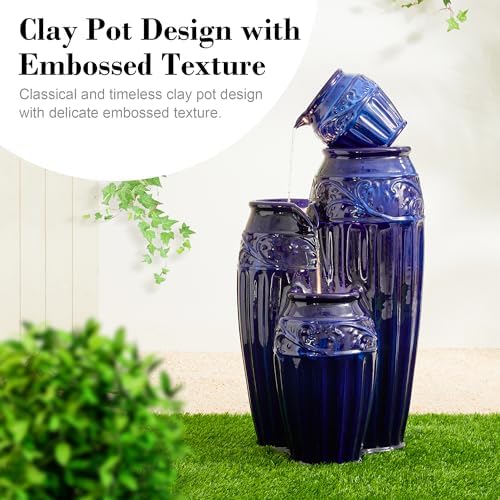 Glitzhome 355 H Freestanding Fountain with LED Lights and Pump