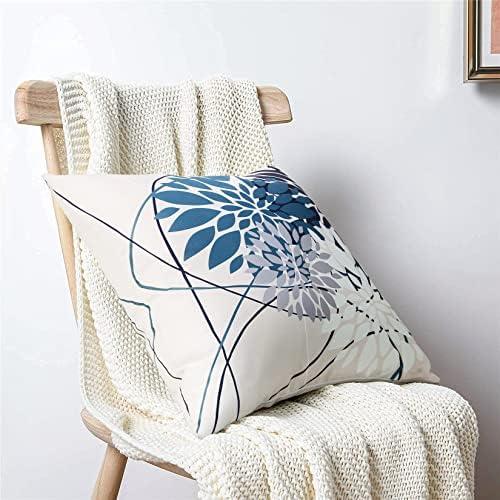 Pyonic 18x18 Inch Waterproof Pillow Covers Set of 2 Navy Blue Geometric Design