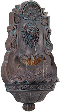 John Timberland Royal Lion Head Wall Fountain with LED Light 1