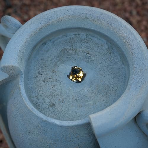 XBrand 34 Inch Solar Pot Fountain with Amphora Design Gray