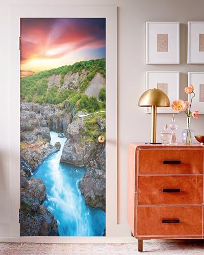 FLFK Door Mural Sticker - Mountain Landscape Decal