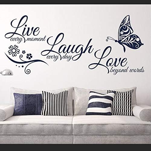 Live Every Moment Laugh Every Day Love Silent Wall Stickers Black 354x236