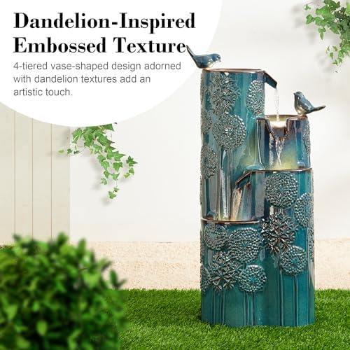 Glitzhome 3175 H Outdoor Fountain with LED Lights and Pump