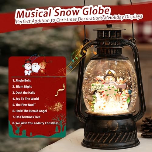 Joyful Snowman Snow Globe with Music and Light