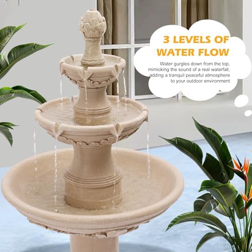 TITIMO 48 Inch Freestanding Water Fountain with 3-Tier Roman Pillar Style