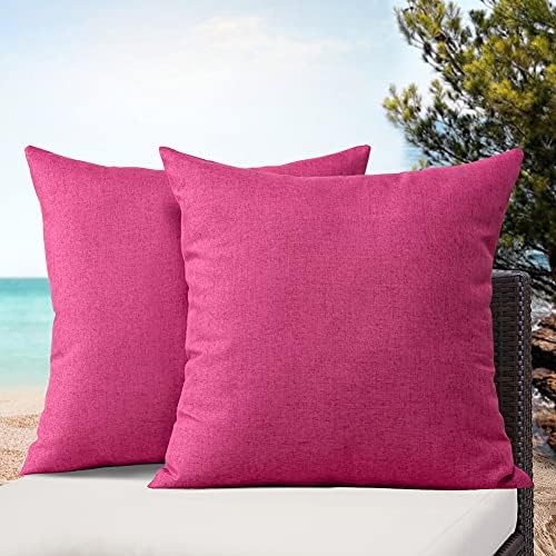 OTOSTAR 2 Pack Waterproof Outdoor Throw Pillow Covers Hot Pink