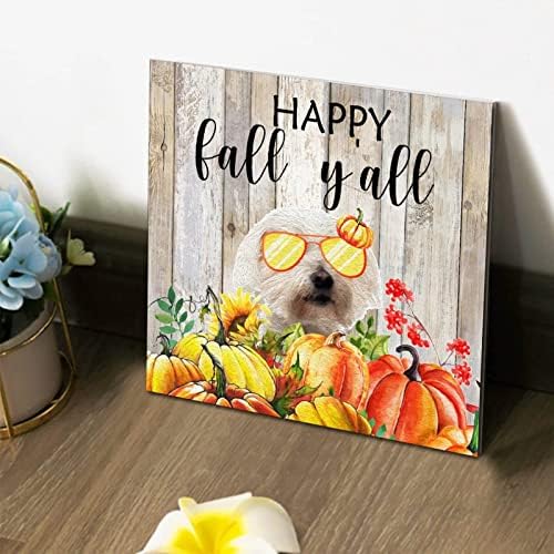 Thanksgiving Hello Fall Decorative Wood Sign 8x8in