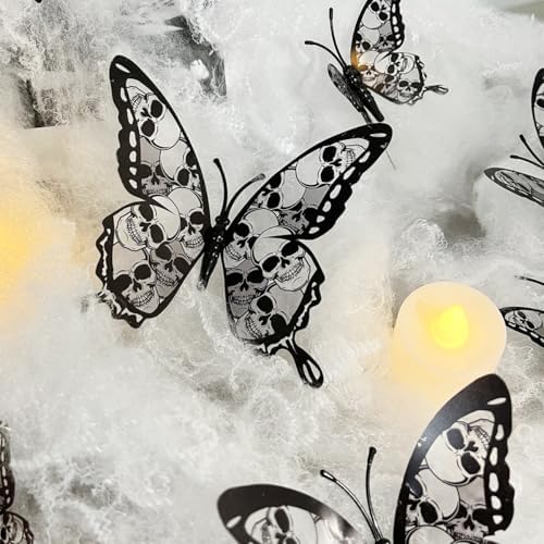 Halloween Wall Sticker Gothic Butterfly Skull Design