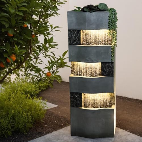 405H Freestanding Garden Water Fountain with LED Lights