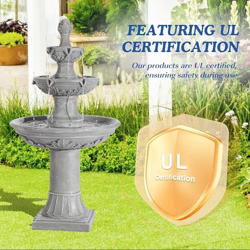 TOBYUL Italian Style 3-Tier Water Fountain - 484H Gray