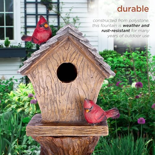 Alpine Corporation ZEN882SLR 32 Inch Solar Birdhouse Fountain
