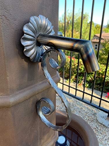 Rustic Water Fountain Spout with Hammered Scroll Design