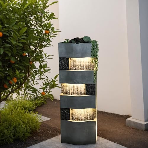 405H Freestanding Garden Water Fountain with LED Lights