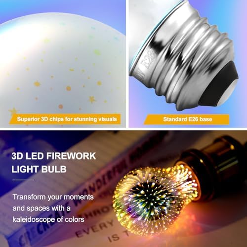 2-Pack Infinite Fireworks LED Light Bulbs E26 Base 2W