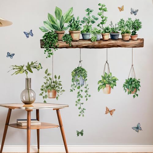 iMagitek 3D Potted Green Plant Wall Decals