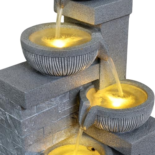 3189 Inch 4 Tier Outdoor Water Fountain with Lights