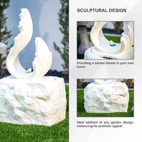 XBrand 25 in H White Stone-Look Fountain with LED Light