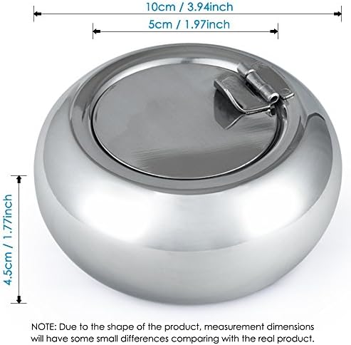 Stainless Steel Cigarette Ashtray with Lid Silver