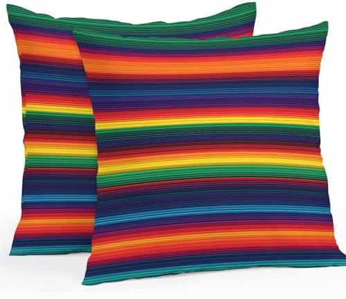 Litter Star Waterproof Pillow Covers 24x24 Inches 2 Pack Mexican Stripes Ethnic Style