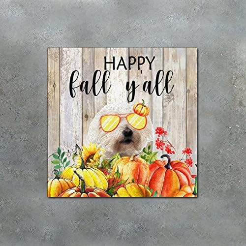 Thanksgiving Hello Fall Decorative Wood Sign 8x8in