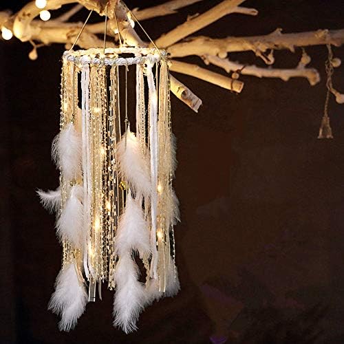 Large Light Up Dream Catcher with Golden Lace and Bells