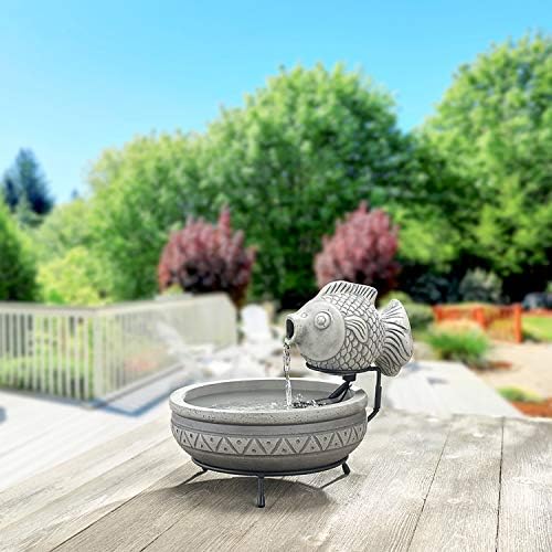 Smart Solar Elegant Cement Fish Fountain