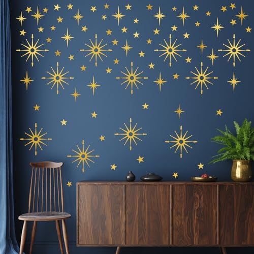 Gold Star Wall Decals for Bedroom Living Room Decor