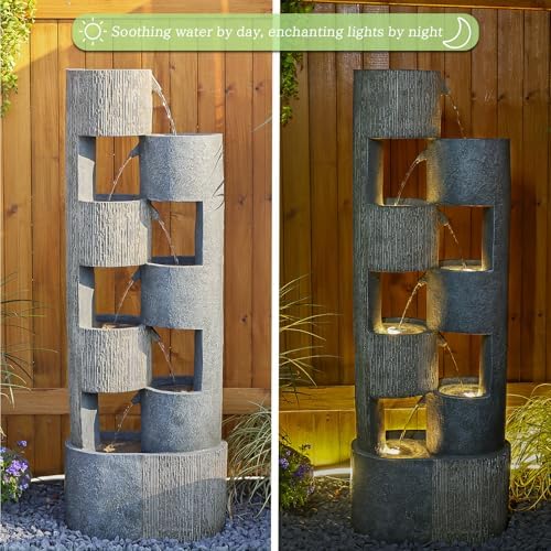 51 Inch Outdoor Water Fountain with LED Lights
