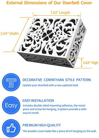 ORYX Doorbell Chime Cover Box - White with Piano Paint Design