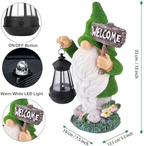 Houdezhu Solar-Powered Garden Gnome Statue 13