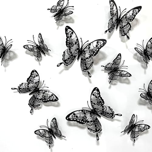 Halloween Wall Sticker Gothic Butterfly Skull Design