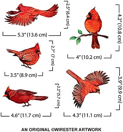 WIRESTER Red Cardinal Birds Wall Decal