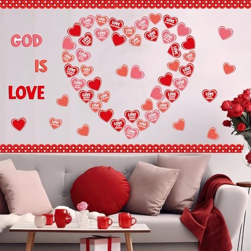 88Pcs Valentine Bible Verses Heart Bulletin Board Set