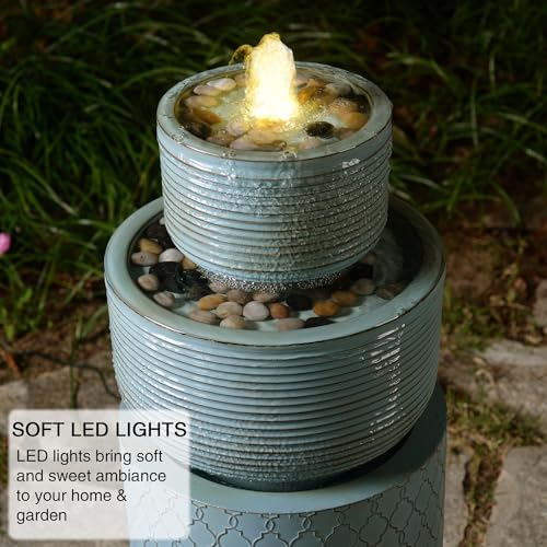 AXOSO 315 H Modern Water Fountain with LED Lights 2-Tier