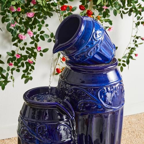 Glitzhome 355 H Freestanding Fountain with LED Lights and Pump