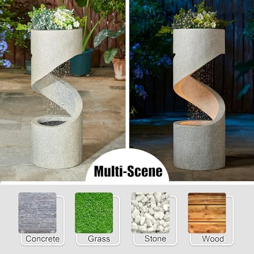 Glitzhome Decorative Tiered Outdoor Water Fountain with LED Light