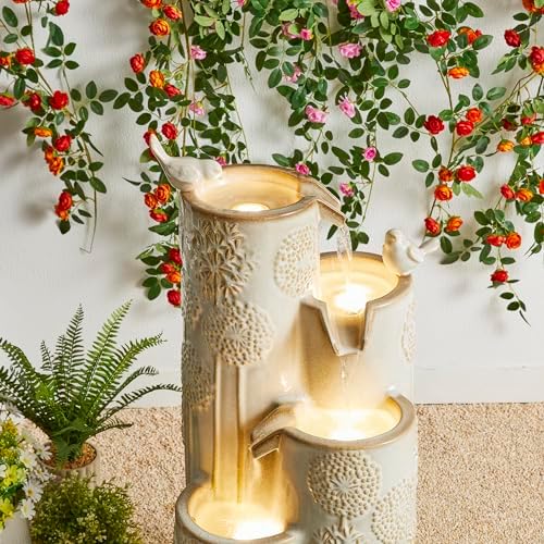 Glitzhome 3175 H Outdoor Water Fountain with LED Lights and Pump