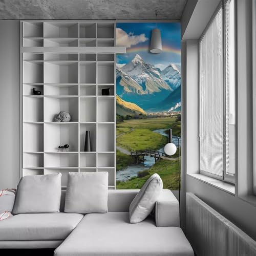 REDAMANCY 307x79 Nature Rainbow Scenery Door Stickers Vinyl 3D Murals