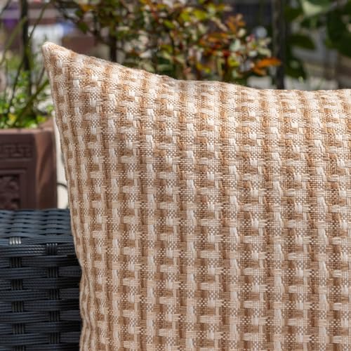 Kevin Textile Waterproof Outdoor Throw Pillow Covers Pack of 2 Light Brown