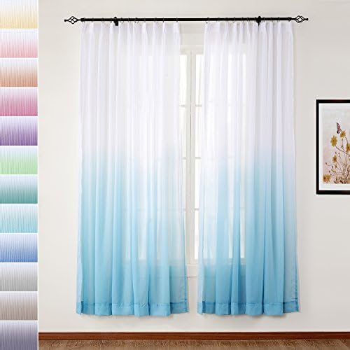 Macochico Sky Blue Gradient Sheer Curtains