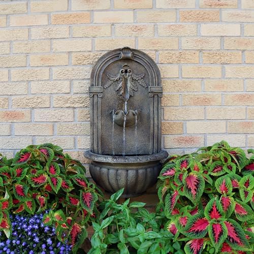 Sunnydaze Florence 27 Inch Polystone Wall Fountain with Electric Pump