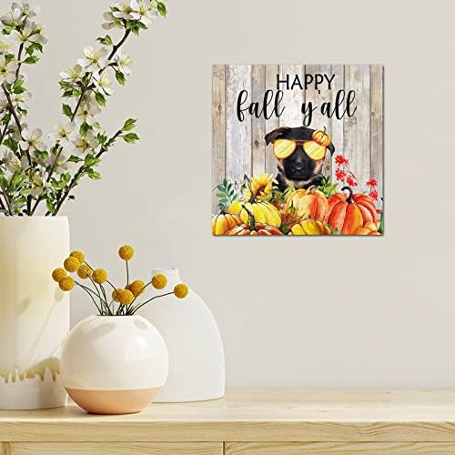 Thanksgiving Hello Fall Decorative Wood Plaque 8x8in