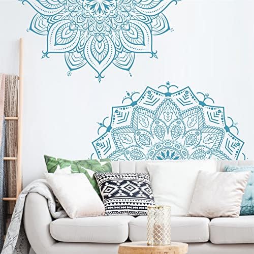 Kazova Mandala Wall Decals Blue Design for Bedroom Decor